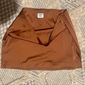 NWOT Brown Satin Mini Skirt